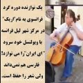 عکس یک نوازنده ویولن سل دوره گرد با اینکه فارسی نمیداند،اهنگ ای ایران را اجرا میکند
