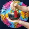 عکس کاسه تبتی دست ساز اصل _ طرح مشکی طلایی _قطر ۱۸