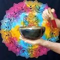 عکس کاسه تبتی دست ساز اصل _ طرح مشکی طلایی _قطر ۱۹.۵