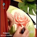 عکس آموزش هنر میوه آرایی: حکاکی روی هندوانه (خانم صرافها)
